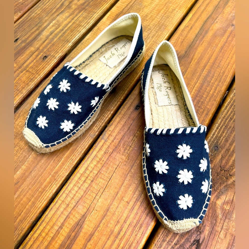 Jack Rogers navy rope sole flats